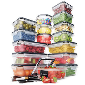 16PCS Fridge Food Storage Airtight Lid Kitchen Meal Prep Lunch Box Container 