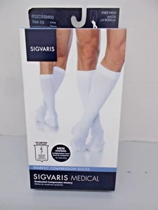 CALCETINES DE COMPRESIÓN SIGVARIS 602C PARA HOMBRE DIABÉTICOS 18-25mmHg RODILLA-HI BLANCO - Imagen 1 de 2
