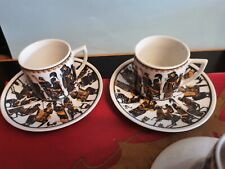 Set of 4 hand painted coffee cups - Expresso Vintage Original