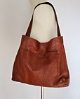 American Leather Co. Floral Embossed Brown Leather Shoulder Bag Magnet Snap