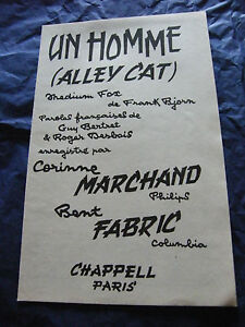 " Tissu Partition Un Homme (Alley Cat) Corinne Marchand et Ben 1951"