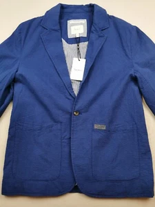 PEPE Boys Young Mens UK 16/M Blazer Jacket BNWT Seersucker Blue Single Breasted - Picture 1 of 7