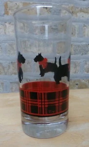 Bicchiere Scottish Terrier Fitz Scottie cane plaid rosso nero 5 1/2" bicchiere da bere - Foto 1 di 4