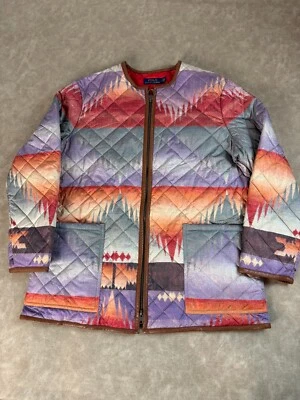 Polo Ralph Lauren Womens Full Zip Aztec Quilted Multicolor Bomber Jacket Small - Image 1 of 4