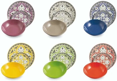 Servizio di piatti Villa d'Este Marocco 18 pezzi in porcellana e gres multicolor - Immagine 1 di 4