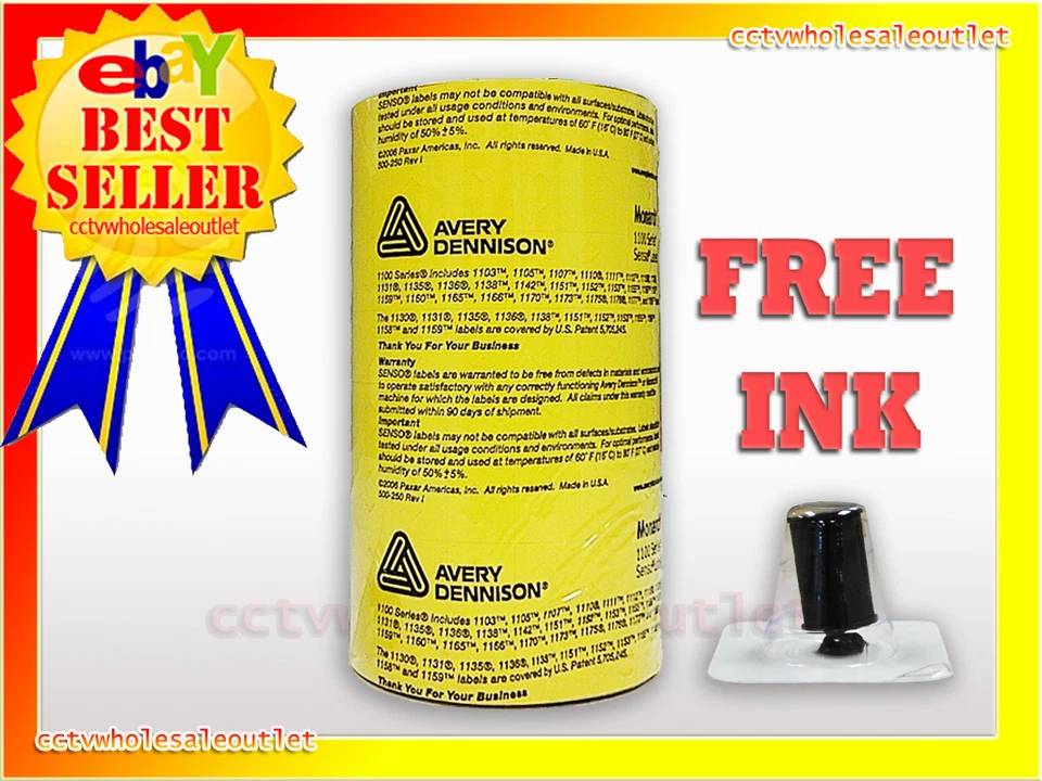 AVERY DENNISON Genuine Monarch 1115 Yellow Labels 10 Rolls & FREE INK