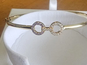9kt Yellow Gold Cz Bangle - Picture 1 of 9