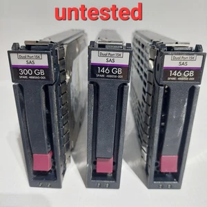 Tow 146GB & One 300GB Dual port 15k sas hard drive 9CA158-303 454228-002 Unteste - Picture 1 of 10