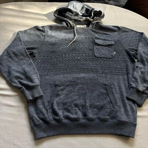 Vans Grey Aztec Knit Hoodie Men’s Large | Off the Wall Pullover - Picture 1 of 9