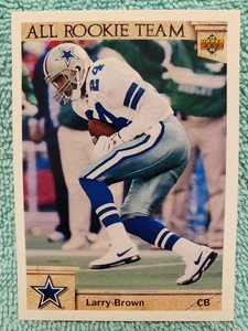 1992 UPPER DECK LARRY BROWN ALL ROOKIE TEAM #52 DALLAS COWBOYS ART - Foto 1 di 4