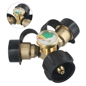 Propan-Verteiler Propantank Y-Splitter-Adapter) Mit Manometer 2Wege LPG-Adapter - Bild 1 von 12