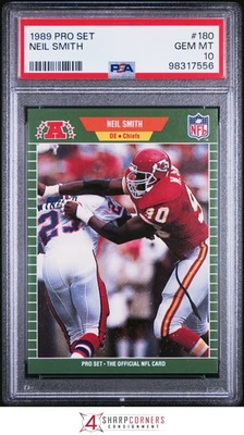 1989 PRO SET #180 NEIL SMITH RC CHIEFS PSA 10 - Image 1 of 3