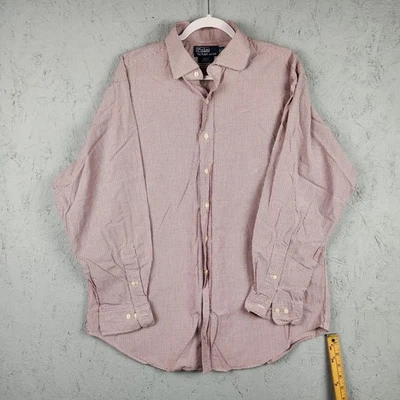 Camisa Polo Ralph Lauren Para Hombres 17.5 34 35 Rojo Azul Cuadros Regent Calce Clásico Algodón Foto 1 de 4