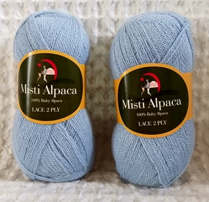 Misti Alpaca Baby Alpaca Laceweight BABY BLUE Yarn 50g 437 Yards  2 Skeins NEW - Picture 1 of 11