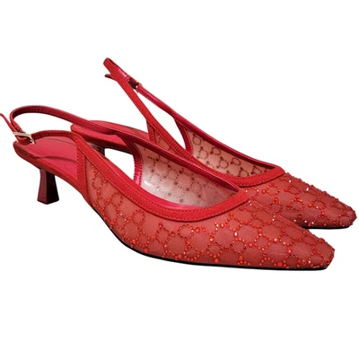 INC INTL Concepts Mujer Tacones Cordones Gatito Talla EE. UU. 8M Rojo Malla Brillante Foto 1 de 4