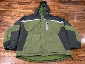 Parka LL Bean uomo XL verde full zip isolato con cappuccio logo Axia business - Foto 1 di 11