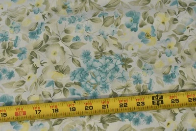 Por 1/2 Yd, Vintage, Amarillo Pastel Oliva Turquesa Floral, David, Bruske, B1722 Foto 1 de 4
