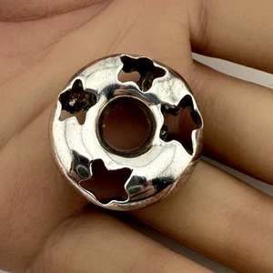 Vintage 925 Sterling Silver Hollow Filigree "STAR's" Slider Pendant 1" (12g) - Picture 1 of 4
