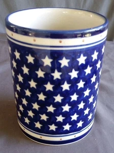 Boleslawiec polnische Keramik Stern gemustert Steinzeug Utensilien Halter Topf Glas - Bild 1 von 2