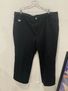 Pantalones de mezclilla Dream Jeannes Quacker Factory para mujer talla grande 24 negros elásticos corazón - Imagen 1 de 16