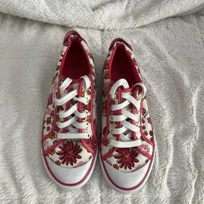 COACH Poppy Barrett Win’s Canvas Leather Sneakers Floral Pink/Orange/White 7.5B - Image 1 of 4