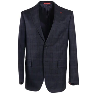 Isaia Regular-Fit 'Nuova Base S' Dark Blue Check Wool Sport Coat 38R (Eu 48) - Picture 1 of 9
