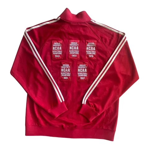 Adidas Indiana Hoosiers IU Full Zip Jacket Red Track Mens Large, Banners RARE Cover