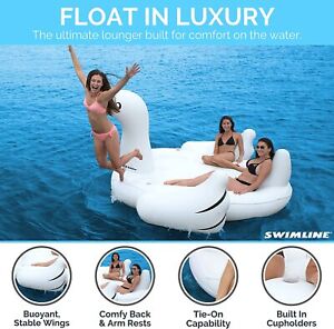 Giant Inflatable Swan 105" Swimming Pool Lake Pond Raft by Swimline/Solstice