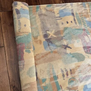 VTG New Upholstery Fabric 4 Yard 57” W Beige/Rust/Turquoise Abstract Print Y2K - Picture 1 of 16