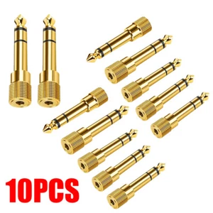 10 PCS TRS Stereo Audio Headphone Adapter 6.35mm 1/4" Male to 3.5mm 1/8" Female - Picture 1 of 12