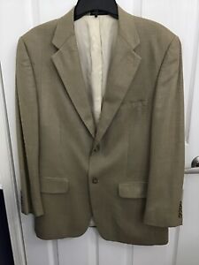 Oak Creek Men's Sport Coat Blazer Two Button Lt. Brown Check Silk/Wool 40 Reg