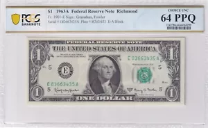 1963 A $1 FRN Richmond FR-1901 E PCGS Choice UNC 64 PPQ - Picture 1 of 2