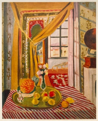 HENRI MATISSE RARO 1973 FAUVISMO LITOGRAFÍA IMPRESIÓN "INTERIOR CON FONÓGRAFO" 1924 Foto 1 de 4
