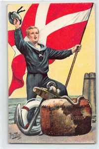 Danmark - KØBENHAVN - Sachet postcard - Arthur Thiele - Sailor and Danish flag - - Picture 1 of 2