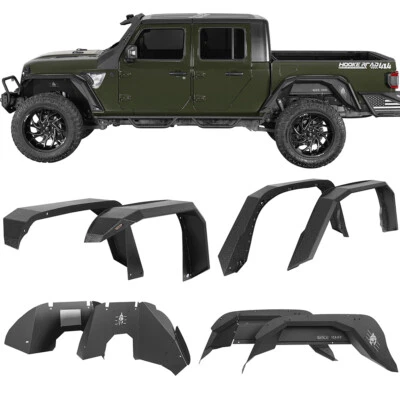 8pcs Fender Flare + Inner Fender Liner Wheel Guard Fit 20-25 Jeep Gladiator JT - Image 1 of 4