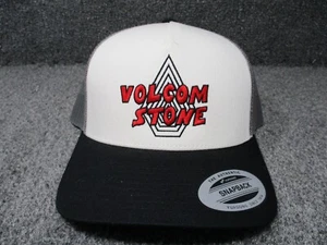 VOLCOM STONE PIT STOP TRUCKER MESH MENS SNAPBACK HAT WHITE BLACK GREY NEW - Picture 1 of 7