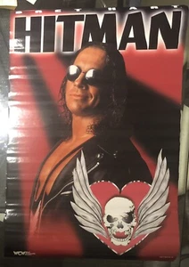 WCW Bret The Hitman Hart Large full size Vintage Original Poster WWE Wwf 23x35in - Picture 1 of 6