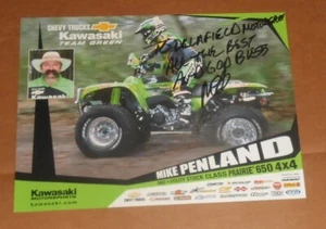 Poster Kawasaki Mike Pendland Moto Racing Team Verde 11x8,5 RARO FIRMATO - Foto 1 di 1