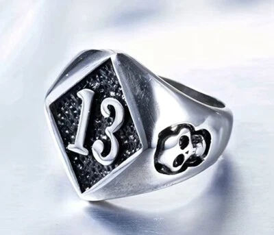 🔥Men’s Biker Ring Number 13  Silver/Black - Image 1 of 3