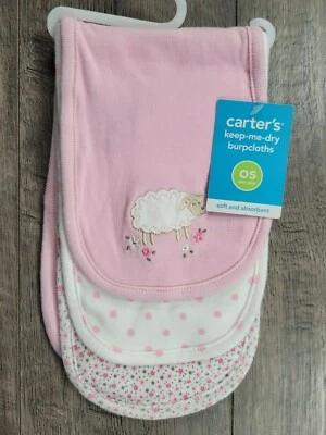 Novos Panos de Arroto Floral Rosa Ovelha Cordeiro Vintage Baby Girl Carter's - Imagem 1 de 3
