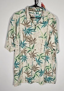 Tommy Bahama shirt XL men 100% silk tan old school design short sleeve button up - Picture 1 of 6