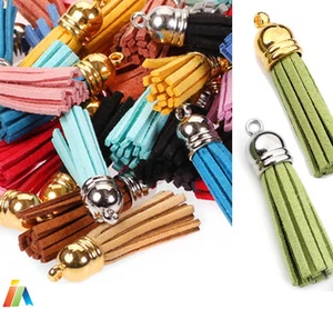 Faux Suede LEATHER TASSEL 4cm For Key Jewelry Making Accessories DIY - Picture 1 of 26