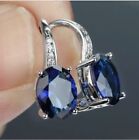 2.50Ct Oval Cut Blue Sapphire Lab-Created Women's Earrings 14K White Gold Plated