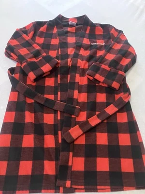 Cinturón bata de baño polar rojo negro Calvin Klein para mujer talla grande 10/12 Foto 1 de 4