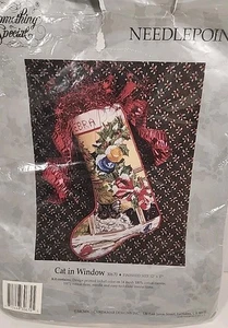 Vintage 1991 Something Special Candamar Needlepoint #30670 CAT Xmas Stocking Kit - Bild 1 von 8