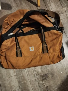 Carhartt Reisetasche braun verstaubar Canvas mit Riemen Firmenname - Bild 1 von 4
