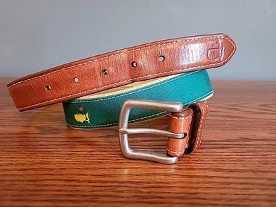 Cinturón de golf The Masters para hombre talla 40 verde con ribete de cuero hecho en EE. UU. Foto 1 de 4