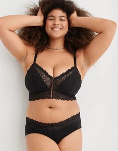 Aerie Sunkissed Lace Triangle Bralette Black S Whimsigoth Romantic Lightweight - Picture 1 of 6