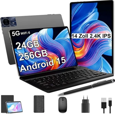 2025 Neu Gaming Tablet 14 Zoll 2.4K 8580mAh 24GB+256GB Android16 Tablet 2SIM LTE - Bild 1 von 4