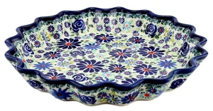Polish Pottery 10" diameter Quiche Scalloped Pie Dish from Zaklady Boleslawiec - Picture 1 of 4